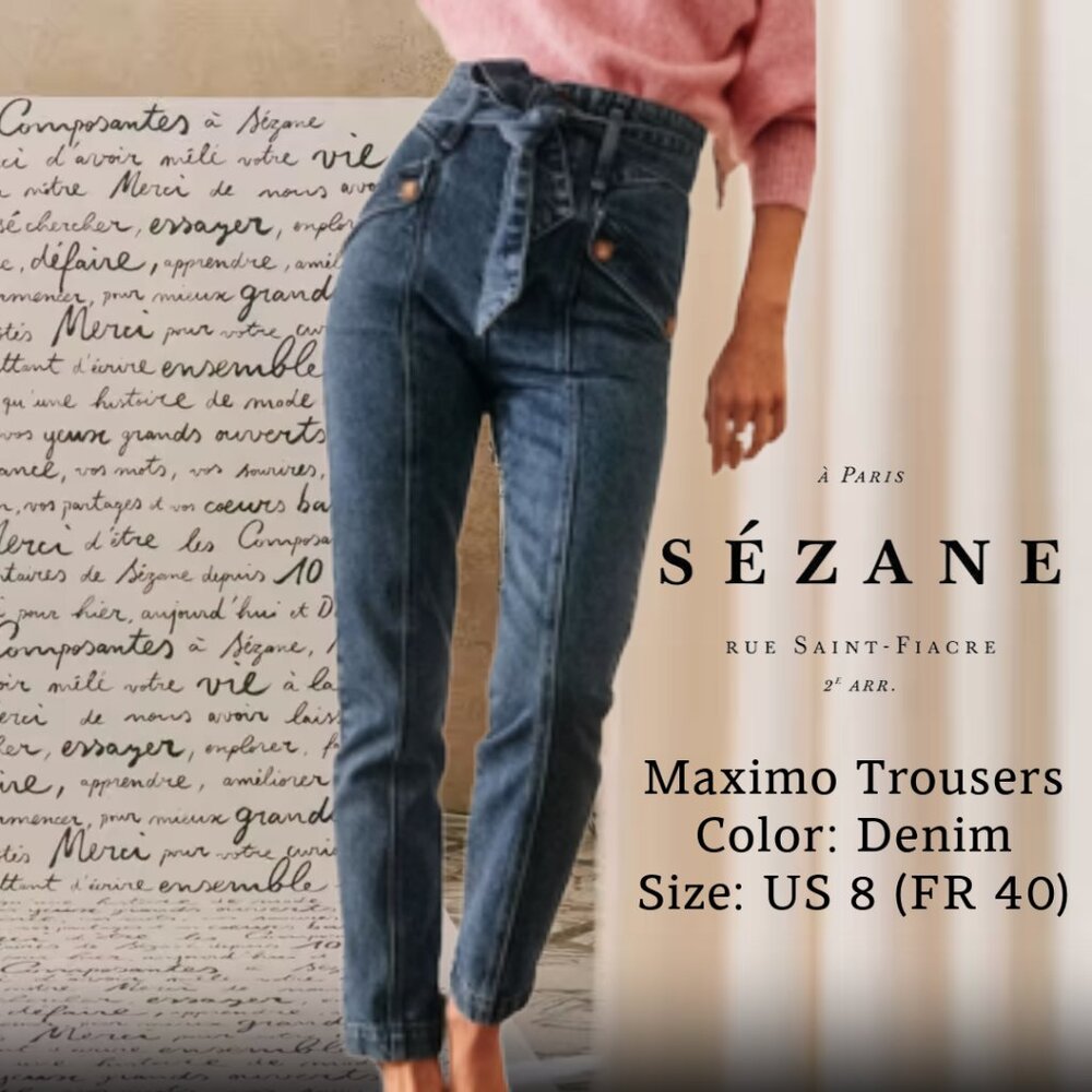 SEZANE - Maximo Trousers in Demin - size US 8